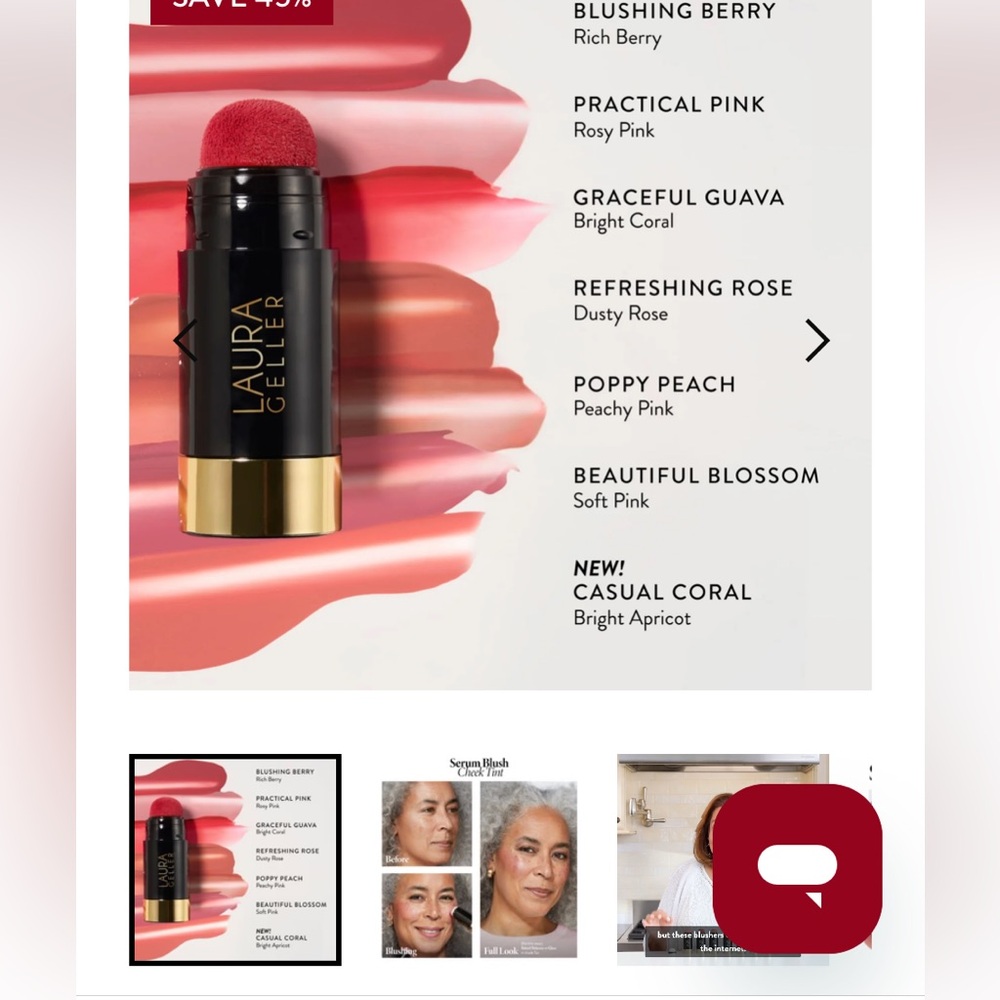 Laura Geller Serum blush Cheek Tint FARD A JOUES (Shade Refreshing 🌹 - Picture 3 of 13